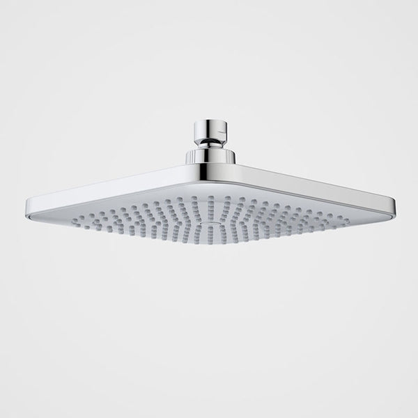 Caroma Luna 200mm square chrome overhead shower head with single spray and rounded corners