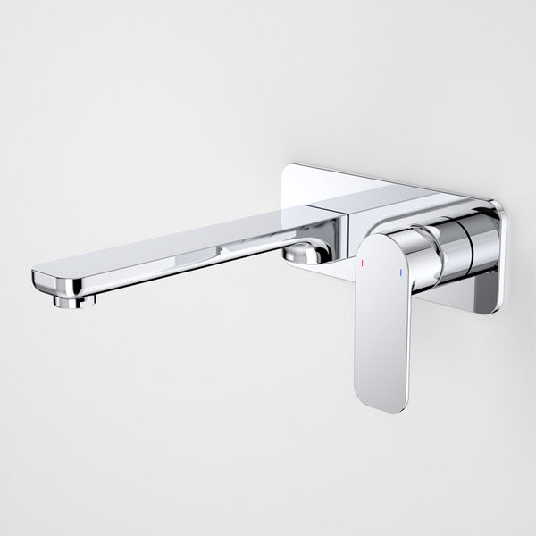 Caroma Luna wall basin/bath mixer in chrome, wall-mounted with long spout and paddle handle
