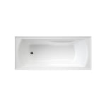 Caroma Maxton white acrylic built-in bath, rectangular top view with four tile flange and integrated armrests