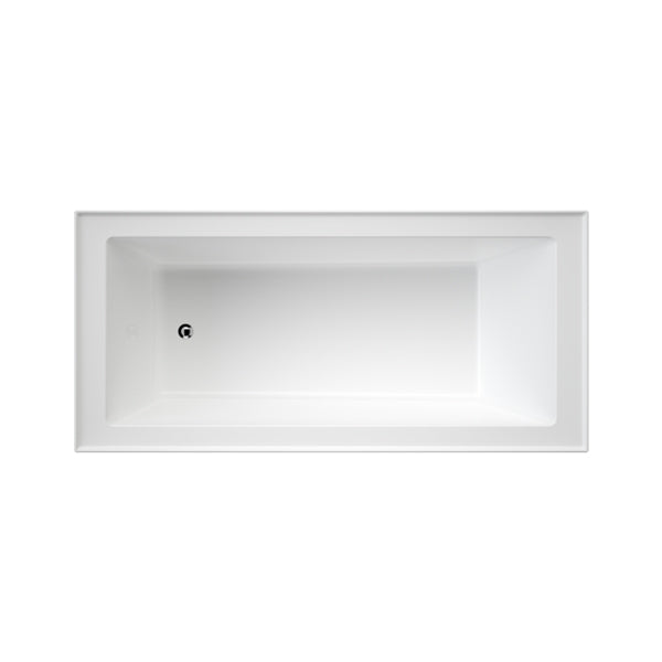 Caroma Newbury white rectangular built-in bath with tile flange, top view