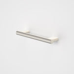 Caroma Opal straight support rail in brushed nickel, wall-mounted grab rail on white background