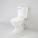 Caroma Profile 4 close coupled toilet suite, white, left hand skew trap with side waste outlet and soft-close seat