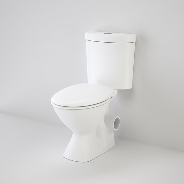 Caroma Profile 4 close coupled toilet suite, white, left hand skew trap with side waste outlet and soft-close seat