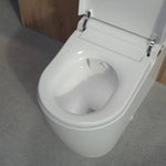 Caroma Urbane II white wall-faced close coupled bidet suite with closed seat, angled front view