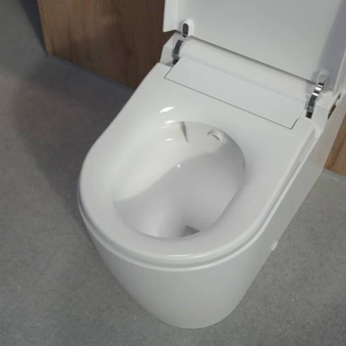 Caroma Urbane II white wall-faced close coupled bidet suite with closed seat, angled front view