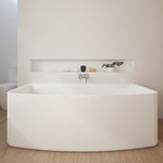 Caroma Urbane white back to wall freestanding bath, rectangular 1675mm, in bathroom setting