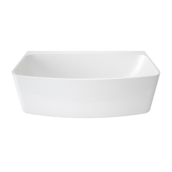 Caroma Urbane white back to wall freestanding bath, rectangular 1675mm, front view