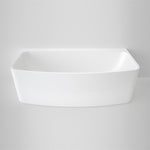 Caroma Urbane white back to wall freestanding bath, rectangular front view