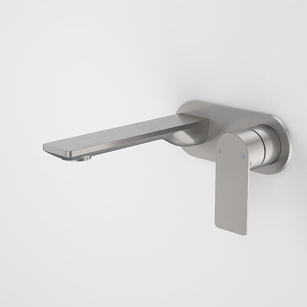 Caroma Urbane II wall basin/bath mixer in gunmetal, round wall-mounted tap with lever handle
