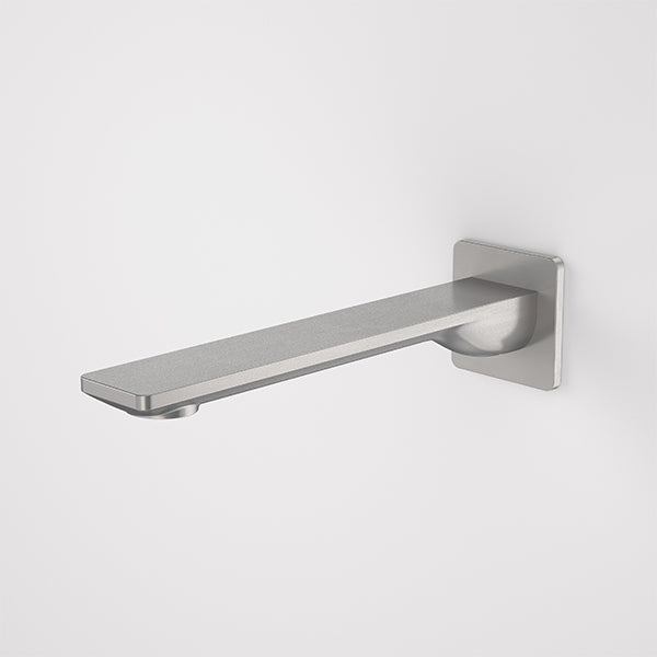Caroma Urbane II square wall-mounted basin/bath outlet in gunmetal, shown in side view on a white background