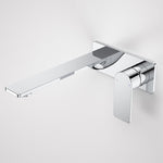 Caroma Urbane II wall basin/bath mixer in chrome, rectangle spout with single lever handle