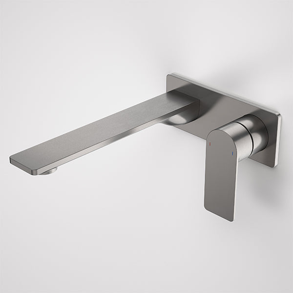 Caroma Urbane II wall basin/bath mixer in gunmetal, rectangle design with 220mm spout and single lever handle
