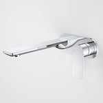 Caroma Urbane II round chrome wall basin/bath mixer with 220mm spout and single lever