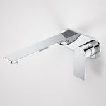 Caroma Urbane II round wall basin/bath mixer in chrome, wall-mounted with long spout and single lever handle