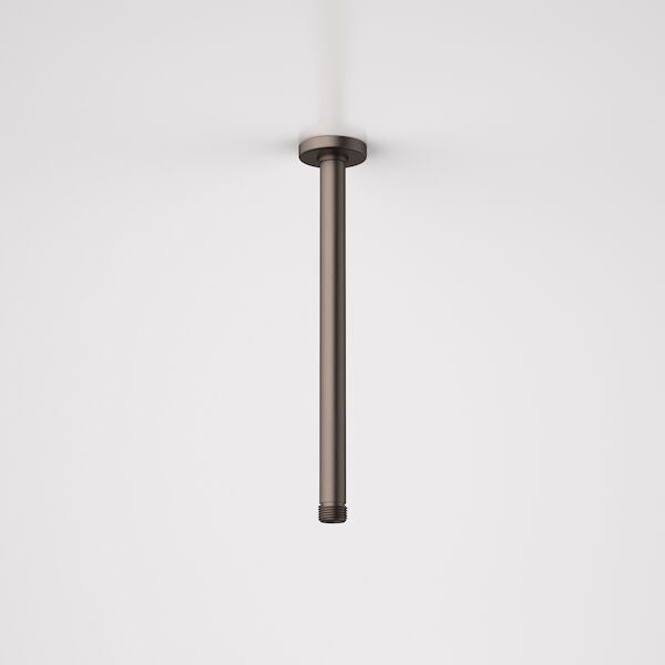 Caroma 500mm ceiling shower arm in brushed bronze, straight vertical wall-mounted style on a white background