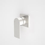 Caroma Urbane II square bath/shower mixer in brushed nickel, wall-mounted with single lever handle