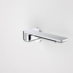 Caroma Urbane II chrome round bath swivel outlet, wall-mounted with long rectangular spout and circular backplate.