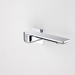 Caroma Urbane II square bath swivel outlet in chrome, wall-mounted with long spout on a white background