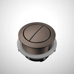 Caroma Urbane II cistern flush button in brushed bronze, round dual-flush button on white background