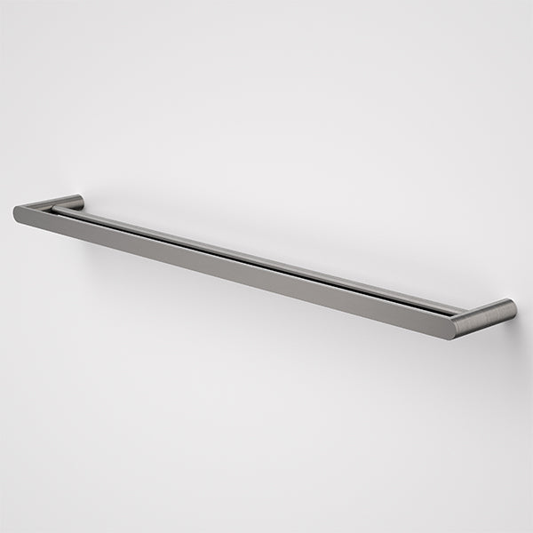 Caroma Urbane II double towel rail in gunmetal, 825mm, wall-mounted slim modern bathroom accessory