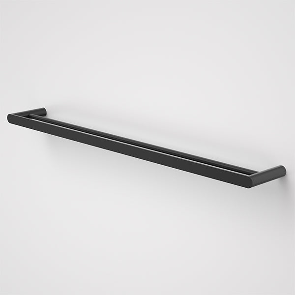 Caroma Urbane II double towel rail in matte black, 825mm, slim modern wall-mounted bathroom accessory