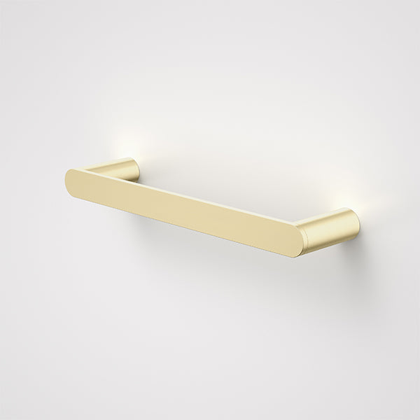 Caroma Urbane II brushed brass hand towel rail, wall-mounted with slim rounded profile