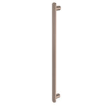 Caroma Urbane II vertical heated towel rail in brushed bronze, single round bar, front view on white background