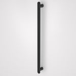 Caroma Urbane II vertical heated towel rail in matte black, shown front on against a plain white background