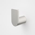 Caroma Urbane II robe hook in brushed nickel, minimalist wall-mounted bathroom accessory on white background