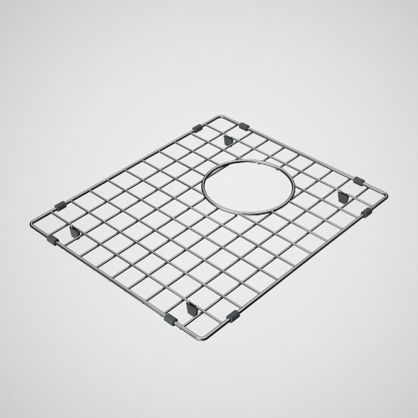 Caroma Urbane II gunmetal sink protector, square stainless steel bowl saver with centre drain opening
