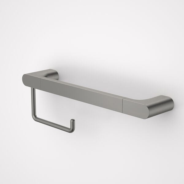 Caroma Urbane II Universal Rail 400mm and Toilet Roll Holder Set Gunmetal