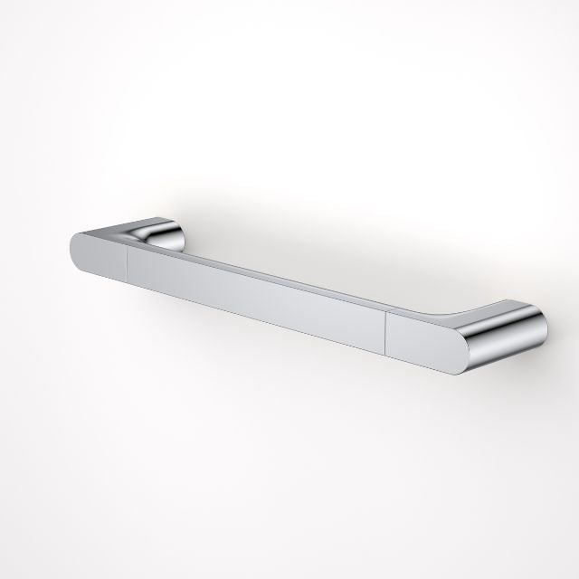 Caroma Urbane II straight grab rail, 400mm, chrome finish, wall-mounted with hidden fixings, shown on white background