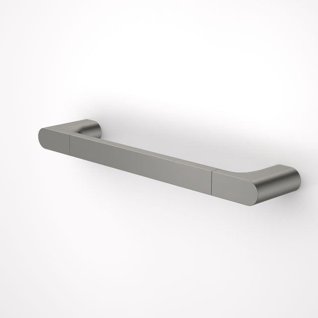 Caroma Urbane II straight grab rail 400mm in gun metal, wall-mounted with hidden fixings