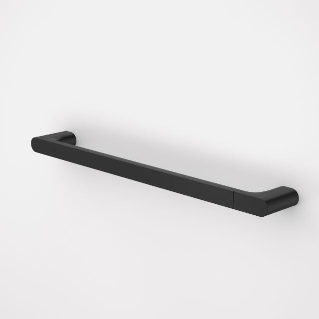 Caroma Urbane II straight 600mm grab rail in black, wall-mounted with concealed fixings