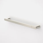 Caroma Urbane II straight 600mm grab rail in brushed nickel, wall-mounted with rounded ends on white background