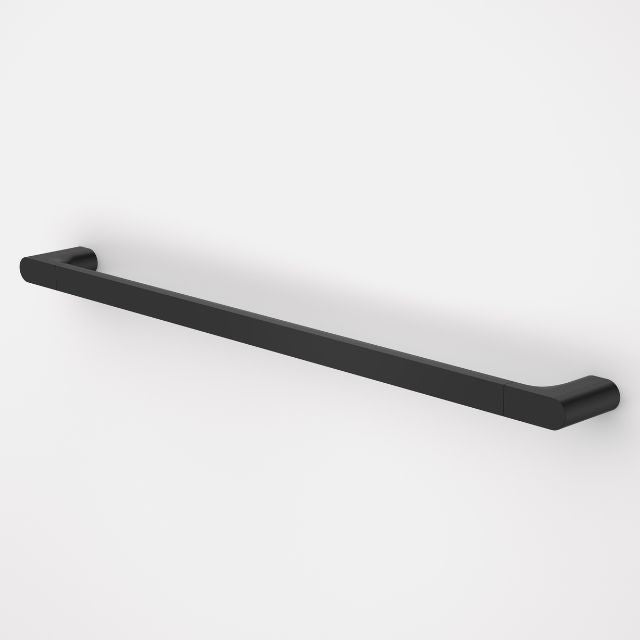 Caroma Urbane II straight grab rail, 800mm, matte black metal bathroom rail with hidden wall mounts