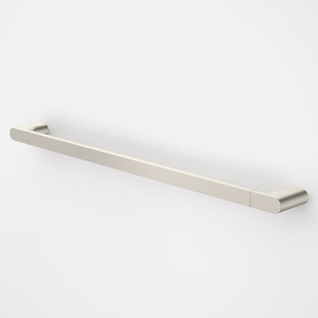 Caroma Urbane II straight 800mm grab rail in brushed nickel, with hidden wall fixings on a simple white background