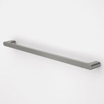 Caroma Urbane II straight grab rail 800mm in gun metal, shown angled on white background