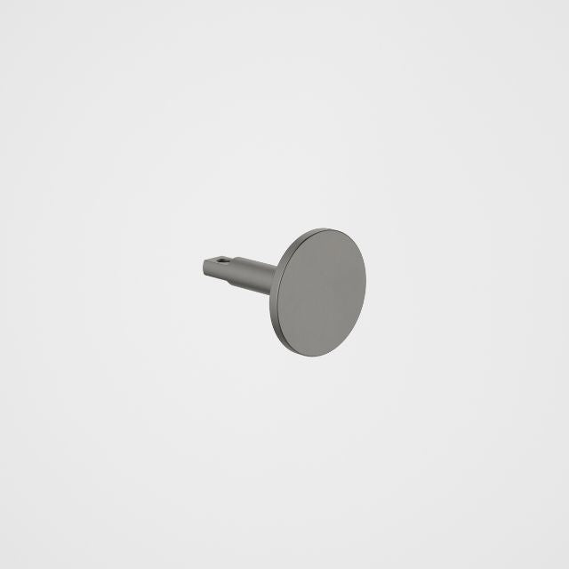 Caroma Urbane II gun metal robe hook, round metal wall hook on white background