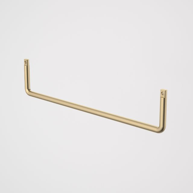 Caroma Urbane II brushed brass towel rail, angled front view on white background