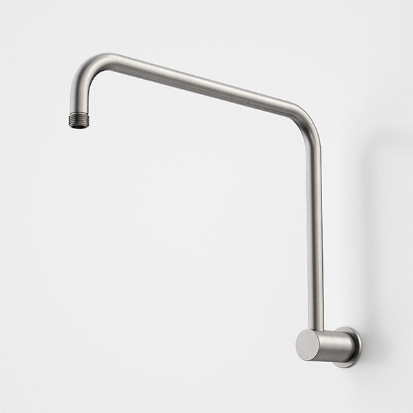 Caroma upswept shower arm in gunmetal, wall-mounted 460mm brass arm with modern angled profile