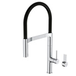 Caroma Liano II pull-down sink mixer in chrome with black flexible hose and separate handle options