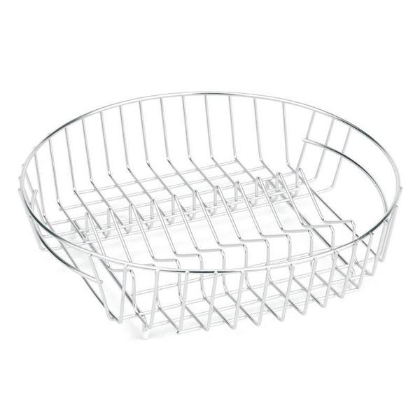 Chrome wire basket waste for Clark Cellini single bowl sink, oval round, stainless steel finish