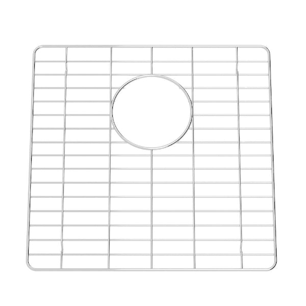 Clark Prism stainless steel square bowl saver with central round cut-out, top view