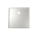 Clark Prism stainless steel square drainer tray with perforated surface and centre cut-out, front view on white background
