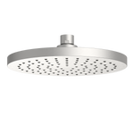 Clark Round II overhead shower head in brushed nickel, round overhead rain shower
