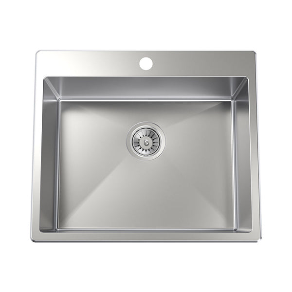 Clark Square 45L stainless steel laundry sink with 1 tap hole, square overmount design