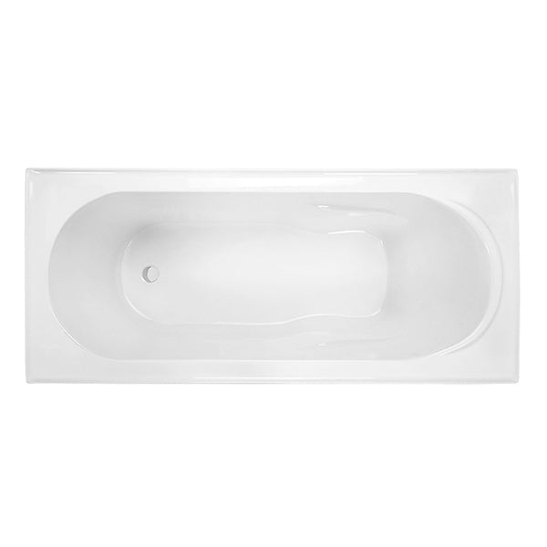 Decina Adatto inset bath, white acrylic, rectangular top view with integrated tile flange