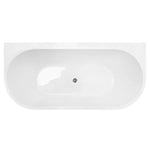 Decina Alegra back-to-wall freestanding bath, white acrylic, top view with centre waste