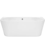 Decina Alegra Contour white back-to-wall freestanding spa bath with oval shape and centre waste, front view